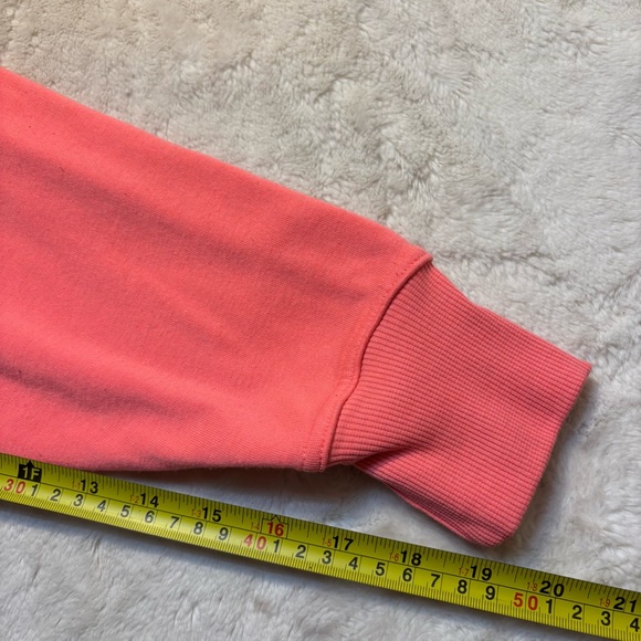 Free People Movement Hoodie XS Grand Slam Coral Pink Cropped V-Neck Ribbed Trim - Picture 14 of 15